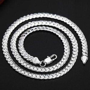 New Unisex S925 Sterling Silver 5mm Necklace, nice Necklace, cute Necklace